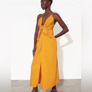 Mara Hoffman Lolita Front Tie Sleeveless Midi Dress Size US XXS yellow